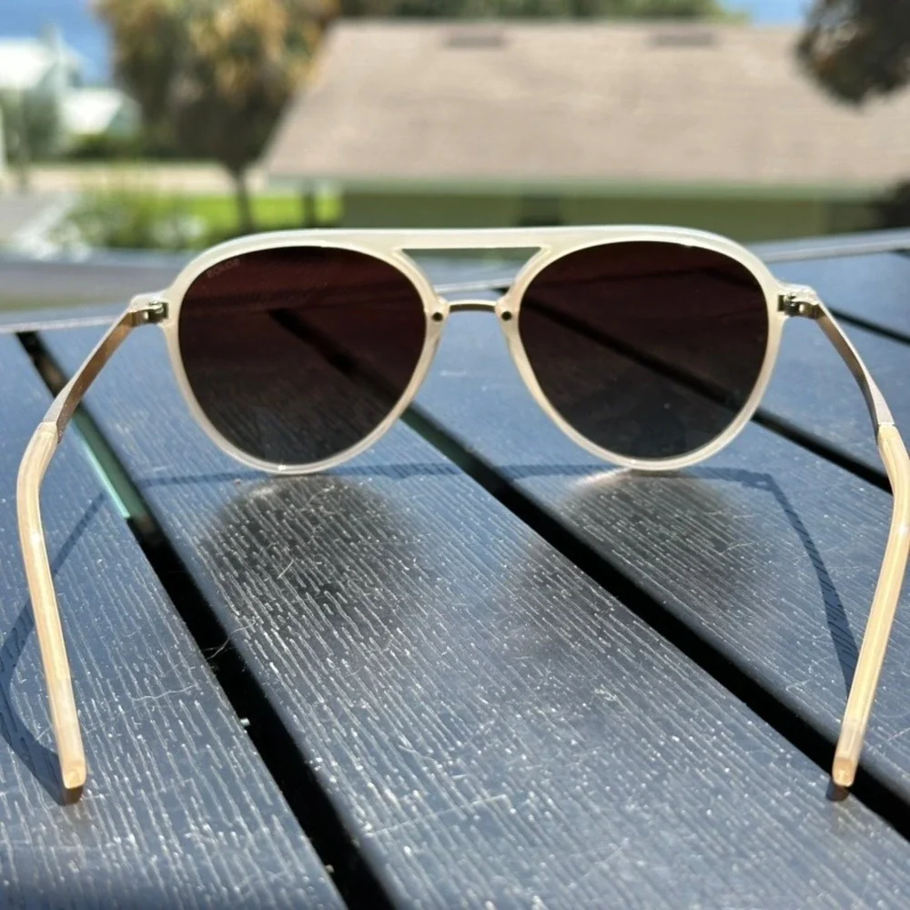 Sojos SJ2067 Aviator Sunglasses Matte Beige Gold Frame Brown Gradient Lens UV400